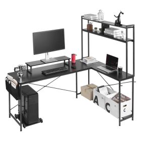 L-Shaped Computer Desk, 67-inch Reversible Corner Gaming Desk with Monitor Stand & Movable CPU Stand