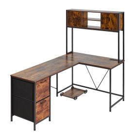 L-Shaped Gaming Desk with LED Lights, 62.2-inch Reversible Corner Computer Desk with Power Outlets, Movable CPU Stand & Storage Drawers