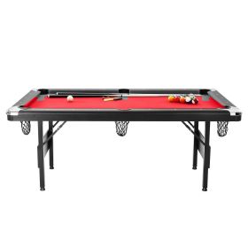 Billiards Table, 6.3 ft Pool Table, Portable Foldable Space-Saving Table, Billiard Table Set Includes Balls, Cues, Chalks and Brush