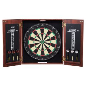 Dartboard and Cabinet Set, Ready-to-Play Bundle Official Size Dartboard Cabinet, Steel Tip Dart Hideaway Cabinet, Features Easy Assembly