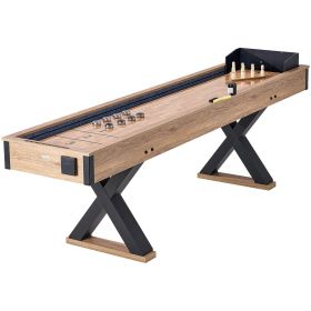 Shuffleboard Table, 9 ft Shuffleboard for Family Game Rooms, 2 in 1 Shuffleboard and Bowling Combo Game Set, with Scratch-Resistant Playfield, Le