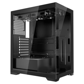 PC Gaming Case, Mid-Tower, Computer Case with High-Airflow Tempered Glass Panel, Dust Filter, 2 x 120 mm Fans, Cable Management