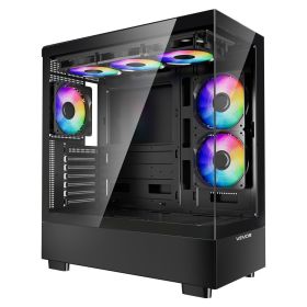PC Gaming Case, Mid-Tower, Computer Case with High-Airflow Tempered Glass Panel, Dust Filter, 6 x 120 mm PWM ARGB Fans, Easy Cable Management