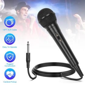 Handheld Wired Microphone Cardioid Dynamic Vocal Mic With On Off 13ft Cable 6.35 Mm Jack For Speaker Karaoke Ampilifier Mixer Professional Studio (Option: Black)