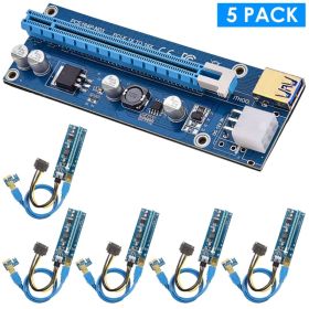 5Sets PCI-E PCI Express Risers GPU Mining Powered Riser Adapter Card W/ 23.62in USB 3.0 Cable MOLEX To SATA (Option: Blue)