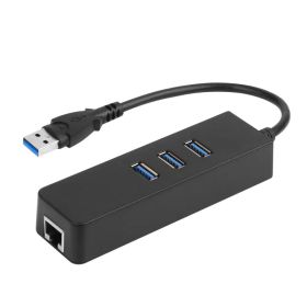 3 Ports USB 3.0 Hub Gigabit Ethernet Adapter 10/100/1000 Mbps Converter LAN RJ45 Wired USB Network Adapter (Option: Black)