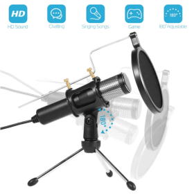 Professional Condenser Microphone With 180 Degree Tripod Popular Filter (Option: Style1)