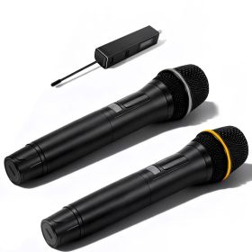 2Pc UHF Wireless Microphones Rechargeable Wireless Microphones Metal Handheld Dynamic Mics With 262FT Range For Karaoke Party DJ Wedding Speech O (Option: Black)