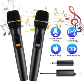 UHF Wireless Microphones Rechargeable Wireless Microphones Metal Handheld Dynamic Mics With 262FT Range For Karaoke Party DJ Wedding Speech Outdo (Option: Black)