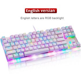 K87S RGB Gaming Mechanical Keyboard USB Wired 87 Keys Red/Blue Switch Laser RU Keypads For PC Computer Gamer (Axis Body: Blue Switch, Color: English version)