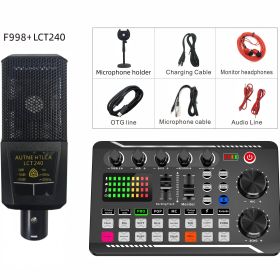 Digital Audio USB External Sound Card Microphone Personal Entertainment Headset Live Stream For Pc; Live Stream; and Karaoke (Color: F998 Sound Card + BM800 Microphone Package)