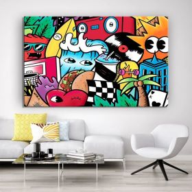 Extra Large Wall Art Street Art Canvas Figure Wall Art Living Room Wall Art Game Room Décor Colorful Hand Painted Oil Painting (Style: 01, size: 100x150cm)