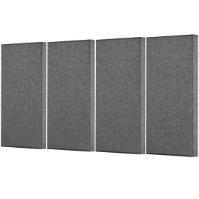 4 PCS Acoustic Panels, 2 inch Thick 23.6 x 11.8 inch Fiberglass Sound Absorbing Panels, Self-adhesive Soundproof Wall Boards, for Studios, Office (Color: Gray)