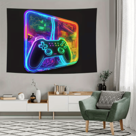 2D Flat - 2D Flat Fluorescent Tapestry | Neon Game Theme Print, Room Decor Wall Hanging for Bedroom, Living Room, Office | Non- Polyester Fabric (size: 59*51in)