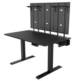DEZCTOP Electric Height Adjustable Desk, Bifrost Elite 120 47W x 28D Gaming PC Computer Desk with 3PCS Pegboard and 2PCS Shelves (Color: Black, size: 47W x 28D)