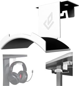 Headphone Stand Holder Under Desk, PC Gaming Headset Hanger Mount, Earphone Stand Accessories, Headset Hook Holder for All Over Ear Headphone (Color: White)