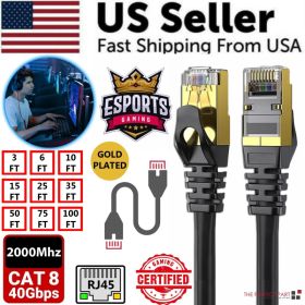 Cat 8 Ethernet RJ45 Cable Super Speed 40Gbps Patch LAN Network Gold Plated Lot (Option: 3FT)